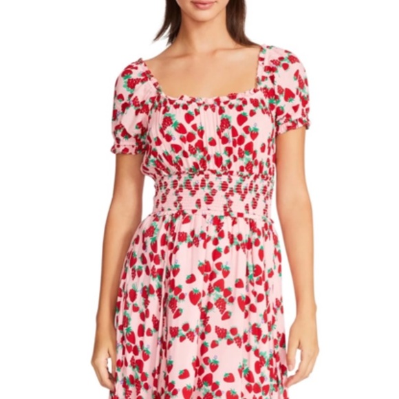 Strawberry Print Off-Shoulder Dress - Picture 3 of 15